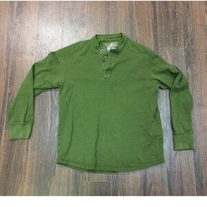 Eddie Bauer Chest 36" Sport Shop Knit Green Cotton Long Sleeved Shirt Size Small